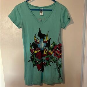 Ed Hardy graphic v-neck